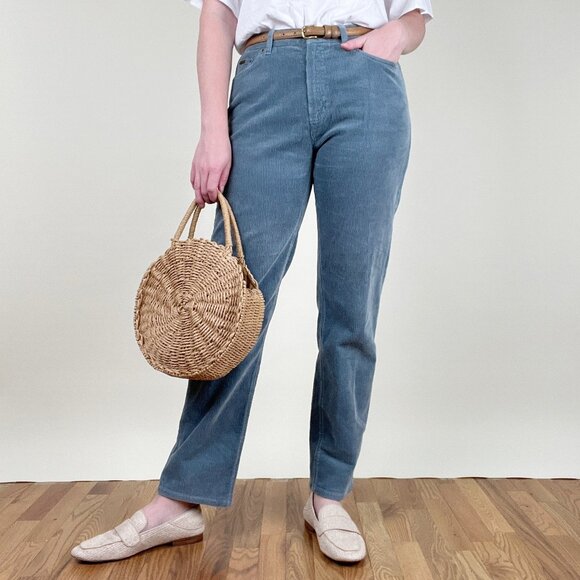 Vintage Ralph Lauren Corduroy High Rise Trousers Straight Cut Fit Pants 80s 90s - Picture 1 of 8